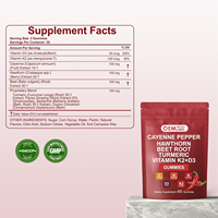 Complément de piment de Cayenne OEM, gommes à l'extrait de piment de Cayenne avec vitamine D3+K2, aubépine, betterave et curcuma pour la santé cardiaque