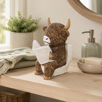 Figurine créative en résine de vache des Highlands, ornement animal fait main, décoration pour salle de bain et maison, cadeau de festival