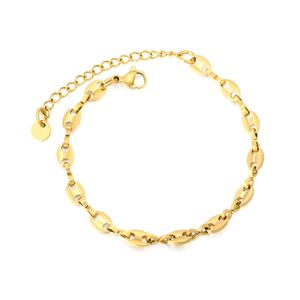 Joyería de Acero Inoxidable, Chapada en Oro de 18K, Pulida, Minimalista, Geométrica, Brazalete de Eslabones Ovalados, Cadena Plana Tipo Figaro para Mujer - Product Image 1