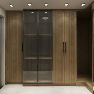 Meuble de rangement en bois grainé, mélamine avec panneau de porte en verre, usine de Foshan - Product Image 1