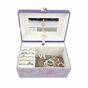 Boîte à musique rotative Yiyu à manivelle, écologique, en papier violet, pour bijoux, cadeau pour filles, chanson personnalisée années <span class=keywords><strong>60</strong></span> - Product Image 2