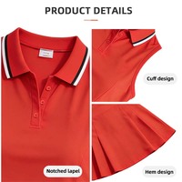 Gaun Tenis Wanita GEEDA untuk Musim Panas, Anti UV, Menyerap Keringat, Cepat Kering, Bernapas, Kerah Lipat, Tanpa Lengan, Pakaian Tenis OEM