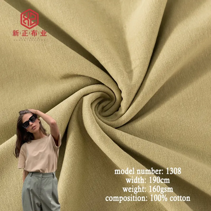 Fornecedor de tecido personalizado tecido de camiseta de malha de algodão 100% de camisa simples 160gsm