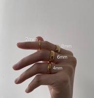 Großhandel Edelstahl 18K Vergoldete Damen Einfache und Kühne Minimalistische Bandringe Dünne Breite Kuppel Stapelbare Ringe