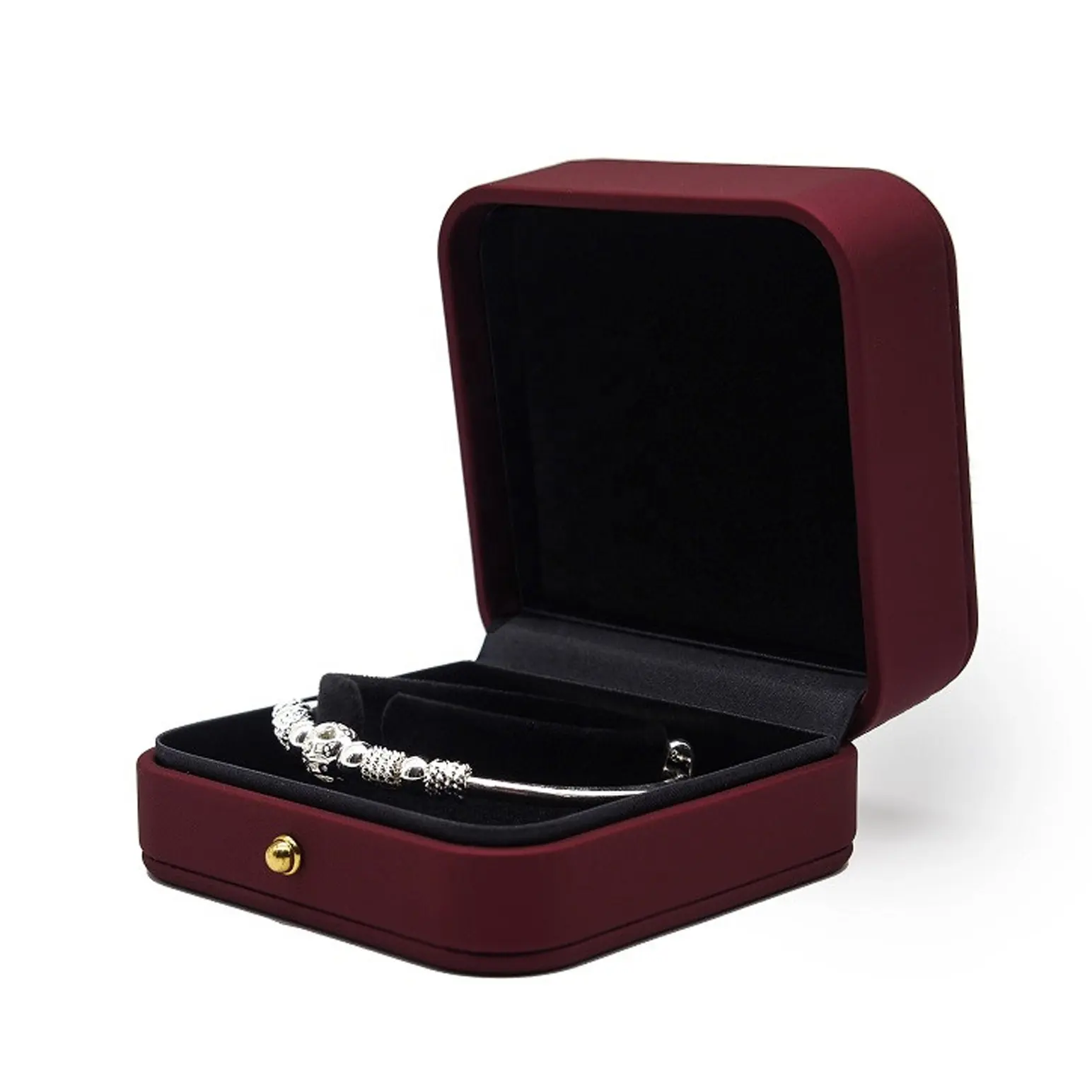 Luxury gift jewellery wine red PU leather packaging boxes jewelry boxes pu jewel box