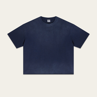 T-shirt décontracté ample à manches courtes pour homme, style rétro américain, motif cheval vaporisé, coupe carrée, 100 % coton lavé, collection été 2026