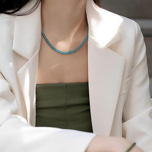 Natural Jadeite Blue Water <b>Jade</b> Bead Necklace and Bracelet Women's <b>Jade</b> Wholesale Original Design C037 - Product Image 4