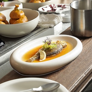 Vajilla de restaurante para banquetes, plato de pescado ovalado de cerámica blanca, platos fríos, bandeja para servir sopa y sushi - Product Image 5