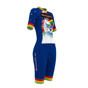 HIRBGOD Femme Tri Suit Avec Manches Courtes We Can Do It Bule Color <span class=keywords><strong>Triathlon</strong></span> Outfit - Product Image 2