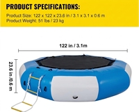 Équipement de sport nautique d'extérieur, planche de trampoline gonflable multi-personnes en PVC 1000D résistant aux déchirures avec poignées de sécurité