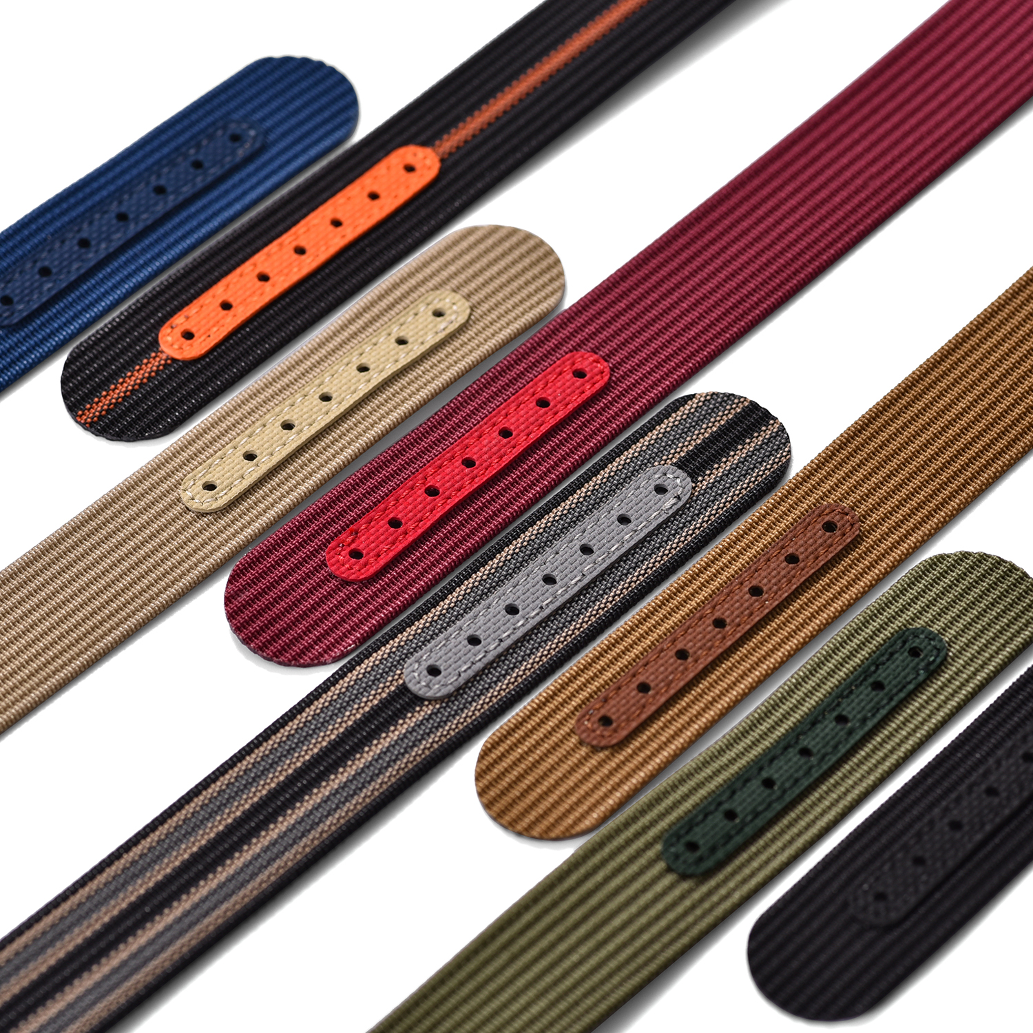 MZDTIMK Professional Adjustable Custom Single Pass Hybrid Nylon + FKM Watch Bands 18mm 20mm Durable Ribbed Nylon Strap
