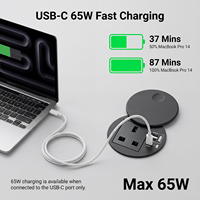 Gömme Yuvarlak Masa Grommet Soketi İngiliz Standardı Priz PD65W USB-C 2USB-A Masa Mobilyası Montajı için