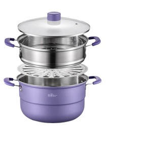 Casserole vapeur en acier inoxydable Bear à 3 niveaux avec couvercle pour cuisson au gaz et à induction - Product Image 1