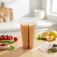Gobelets YIWEI 700ML en plastique PP transparent à paroi simple, 3 saveurs, pour thé glacé Boba et boissons, personnalisables, en stock