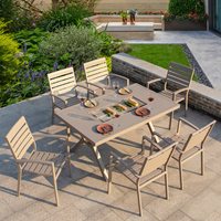 Table et chaises de barbecue pour repas et fêtes, vente chaude en usine, tables de barbecue familiales, designs modernes pour la cour, option de cuisine extérieure