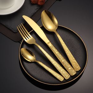 Ensemble de couverts occidentaux en acier inoxydable, 4 pièces, manche à motifs, pour restaurant et hôtel - Product Image 2