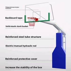 Support de basketball mobile hydraulique en aluminium et acier, système de panier réglable pour la compétition et l'entraînement en extérieur - Product Image 3