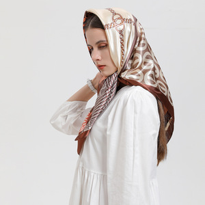 HOSHOM OEM ODM Custom Logo Fashion <strong>Silk</strong> Square Scarves Printing High Quality Women 100% Imitated <strong>Silk</strong> Scarf Bandana