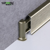 MOQ 1000 pièces Profilé de plinthe en aluminium brossé champagne, bande de finition moderne pour revêtement de sol