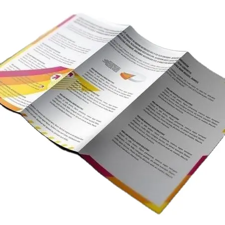 Folheta de papel dobrável impressão personalizada dupla face, design de brochura de papel