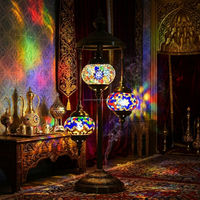 Lampe turque à mosaïque Marrakech 3 Globes, lampe sur pied marocaine colorée