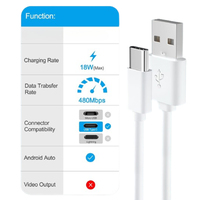 Cable de Carga USB2.0 Tipo C al por Mayor de Fábrica, Cable de Sincronización de Datos USB-A a USB-C Blanco y Duradero para Teléfono Móvil y Tableta