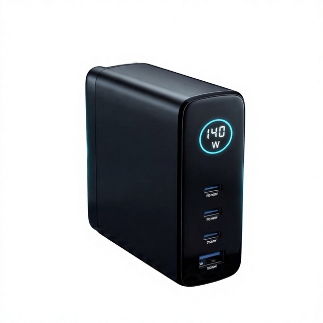 New Smart Touch Display 140W Multi-Port High-Power Output Gallium Nitride Fast Charging Charger for Phones Laptops 4-Year