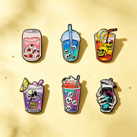 Badges en émail métallique, lot de pin's en émail gothiques sur le thème des boissons, ensemble de broches en métal à l'effigie d'un œil, badges de revers effrayants sur le thème des boissons pour les fans