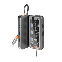 Usb c Hub 10 in 1, stasiun Dok tipe-c ke PD HD-MI Usb 3.0*3 SD TF Ethernet RJ45 1000M VGA audio3,5 mm stasiun Dok Audio
