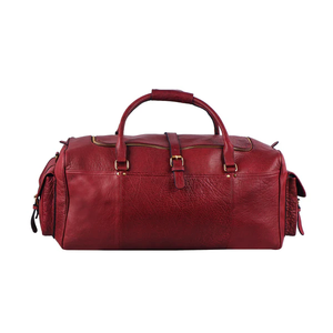 Conçue pour une utilisation durable, cette sacoche de week-end 100 % cuir véritable garantit un rangement organisé et une fermeture sécurisée. - Product Image 6