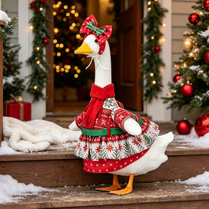 Disfraz de Ganso Navideño para Porche, con Patrón de Copos de Nieve, para Estatuas de 23 Pulgadas, Decoración Festiva Navideña para Jardín - Product Image 2