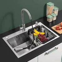 Évier de cuisine NEXGRAND NG60545ASB en acier inoxydable brossé, fait main, moderne, de haute qualité, 60x45cm, à cuve unique, trois trous