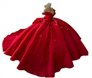 S1957N Nuevo Vestido de Fiesta Largo con Escote Corazón y Apliques de Encaje Estilo Princesa, Ideal para Bodas y Eventos - Product Image 1