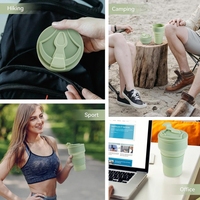Gobelet à eau pliable en silicone personnalisé de grande taille 500 ml/16 oz - Gobelet à café réutilisable résistant à la chaleur et portable