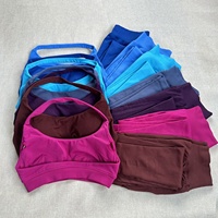 Ensemble de yoga 2 pièces personnalisé sans couture, couleur unie, respirant, séchage rapide, vêtements de sport, leggings de compression doux pour la peau, ensembles de gym