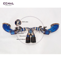 Échappement en titane ECNAL pour Porsche 992 GT3 avec commande de soupape OEM et embouts bleus brûlés