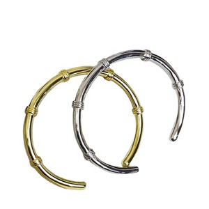 Unisex Colarmix 18K Gold Plated Bamboo-Patterned Polished Punk Style Wedding Chunky Cuff <b>Bangle</b> - Product Image 1