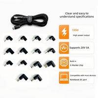 Câble de charge rapide 100W PD USB C vers DC avec 14 embouts adaptateurs tressés pour ordinateur portable et accessoires électroniques