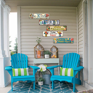Décoration murale vintage en métal longue, motif floral tropical, avec citation positive et motif perroquet et fleurs - Product Image 4