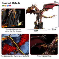 MJ 13102 Dragon de feu mécanique créatif, blocs de construction en plastique éducatifs, modèle de blocs de construction, ensemble de jouets, cadeau pour enfants