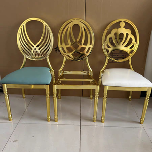 Chaise de salle à manger moderne en acier inoxydable à dossier creux, coussin en cuir, stable et empilable pour hôtels, mariages, événements, vente en gros et <span class=keywords><strong>location</strong></span> aux États-Unis - Product Image 6