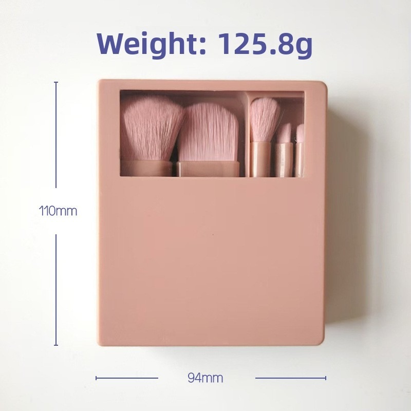 Macaron 5 brushes with mirror cover [bean paste color]