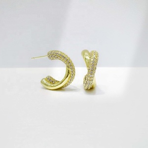 custom plata 925 sterling silver geometric cc cross <b>earring</b> fashion jewelry classic bow gold plated korean <b>fine</b> <b>stud</b> <b>earrings</b> - Product Image 3