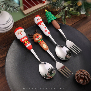 Christmas Gift Fork Spoon <strong>Set</strong> <strong>Children</strong> Kid <strong>Flatware</strong> <strong>Set</strong> Cartoon Santa Claus Cute Spoon and Fork <strong>Set</strong> Stainless - Product Image 3