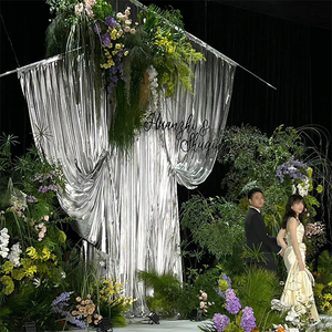 Décorations de mariage pour la réception Rideaux en argent brillant Fond de scène Décoration de plafond Tissu d'estampage à chaud - Product Image 3
