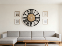 Horloge murale à cadre métallique Art déco minimaliste à une seule face, fonctionnant sur piles, pour la décoration de la maison