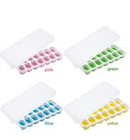 Bac à glaçons en silicone empilable sans BPA avec couvercles amovibles anti-fuite, libération facile, silicone flexible, 14 bacs à glaçons