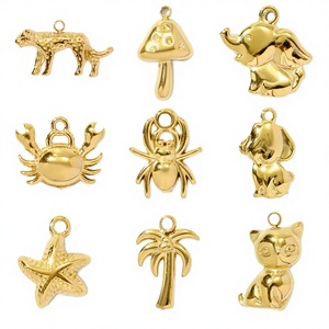 Collier pendentif en acier inoxydable plaqué DIY avec breloques animaux mignons (chat, éléphant, léopard, crabe, araignée) – Accessoires de bijoux, cadeau pour femme - Product Image 3