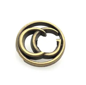 High quality electroplated antique gold letter G logo custom metal sewing buttons for clothing