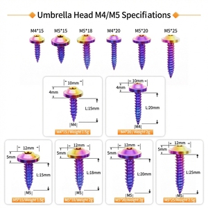 Vis autotaraudeuses à tête parapluie Torx en titane M4 M5, couleurs PVD anodisées, pour carénage <span class=keywords><strong>de</strong></span> moto - Product Image 3